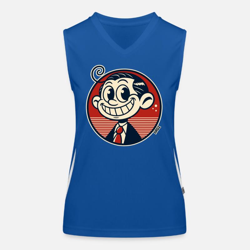 Funny little retro comic man Women's Functional Contrast Tank Top