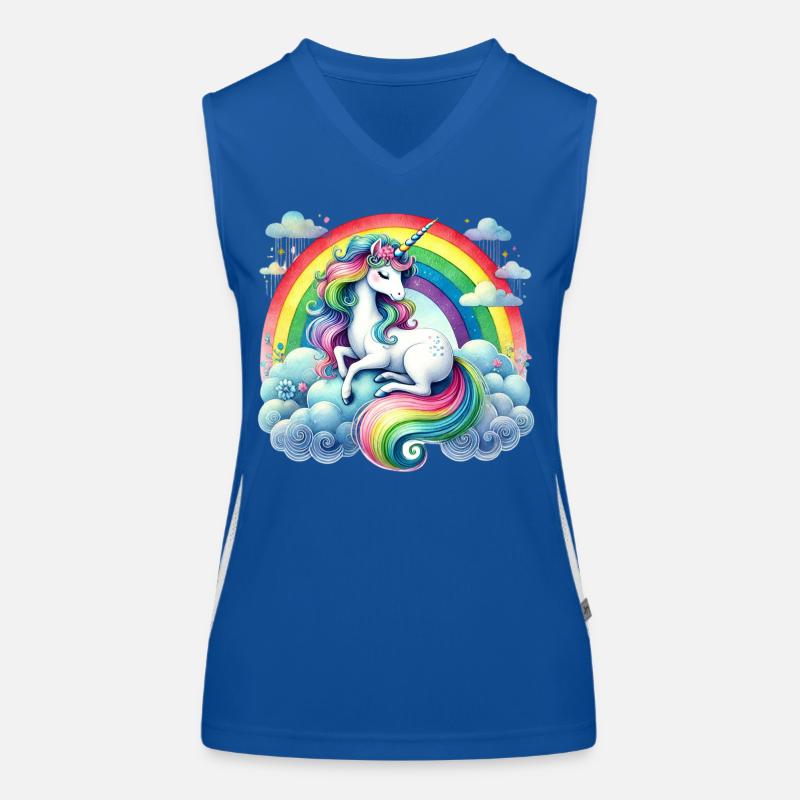 Licorne arc-en-ciel sur les nuages Débardeur respirant contrasté Femme
