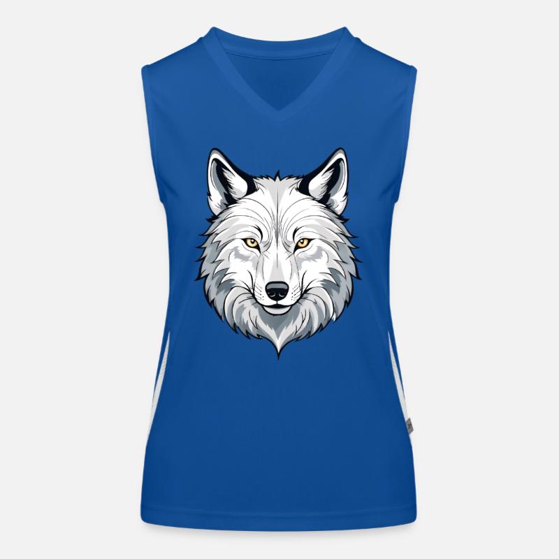 Illustration de tête de loup blanc Débardeur respirant contrasté Femme