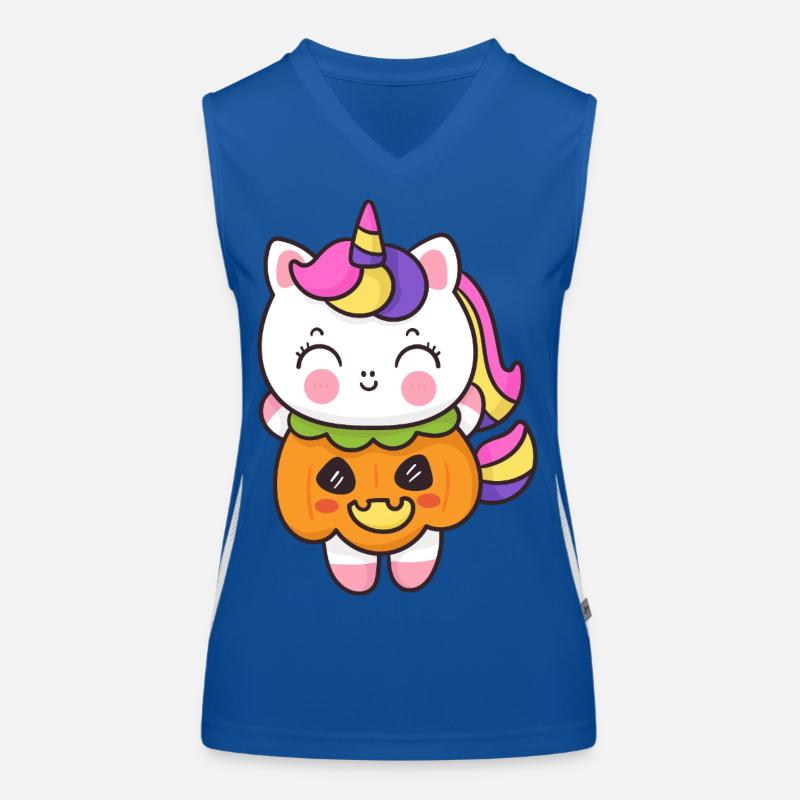 Kawaii Unicorn Pumpkin Halloween Tee Women's Functional Contrast Tank Top