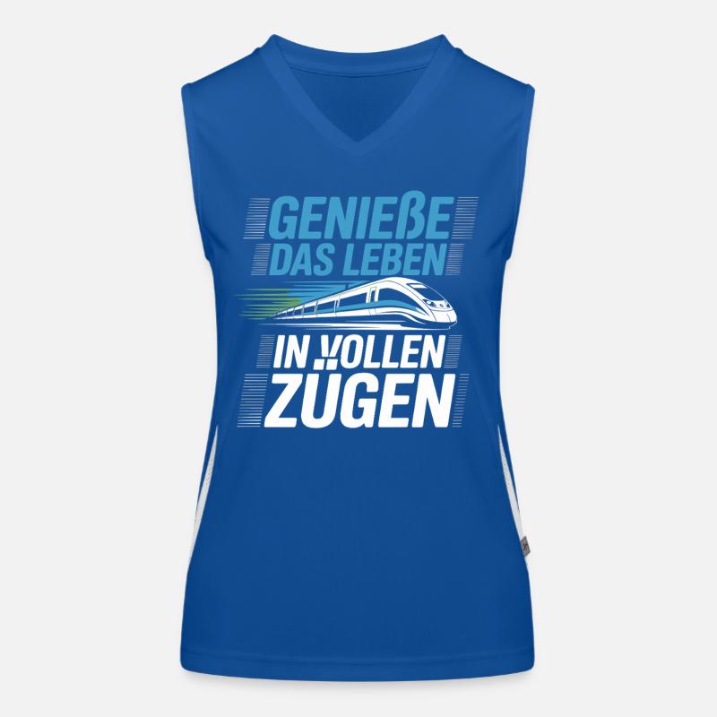 Bahn Genieße Das Leben In Vollen Zügen Eisenbahn Funktionelles Kontrast-Tank Top für Frauen