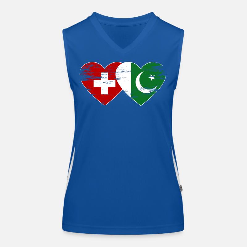 Drapeau de la Suisse Pakistan coeur utilisé Débardeur respirant contrasté Femme