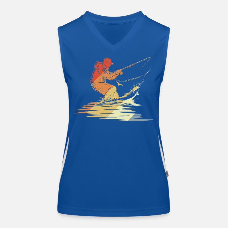 Fischen Grafik Retro Stil Funktionelles Kontrast-Tank Top für Frauen