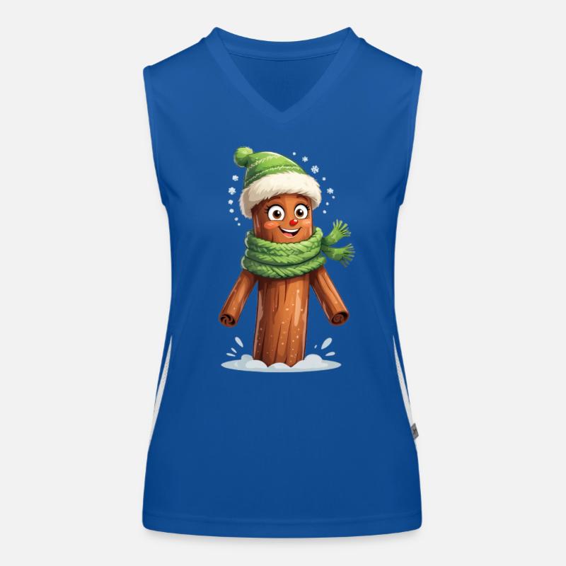 Winter tree stump with scarf Women's Functional Contrast Tank Top