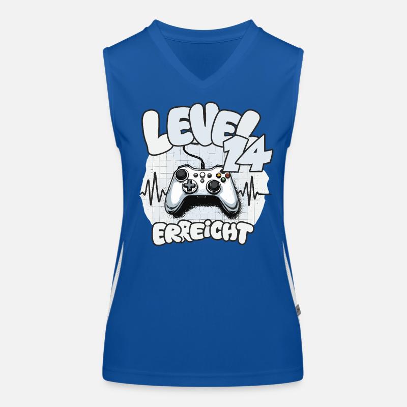 Level 14 erreicht Controller Joypad Herzschlag  Funktionelles Kontrast-Tank Top für Frauen