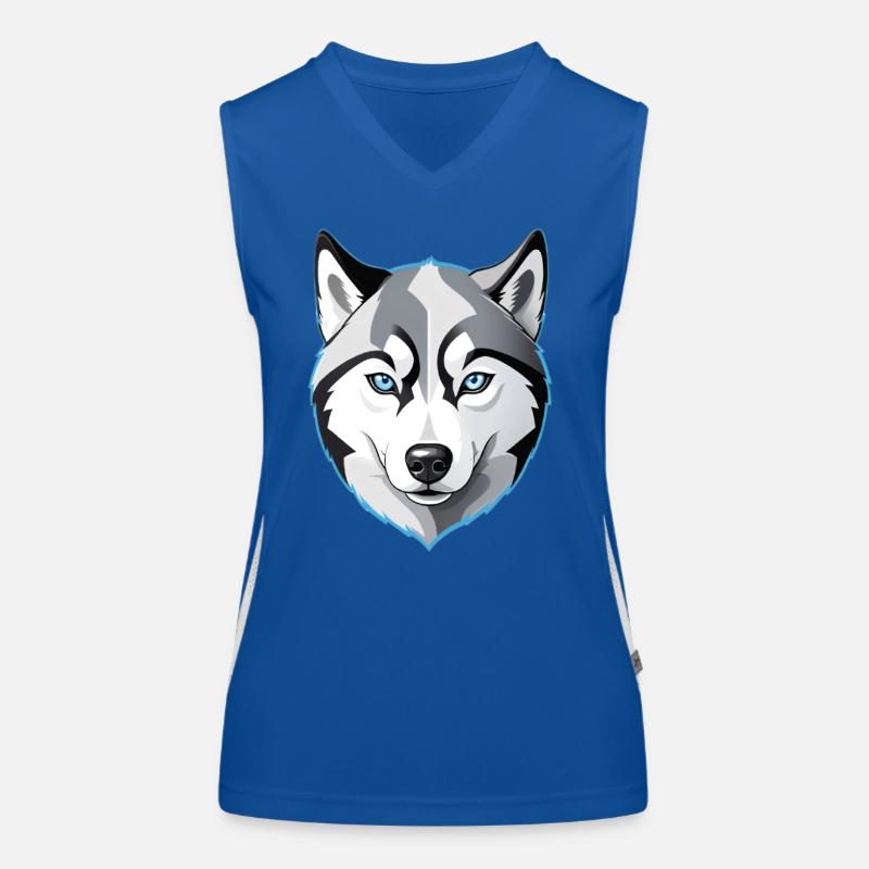Geometric Wolf Head Blue-Eyes Women's Functional Contrast Tank Top