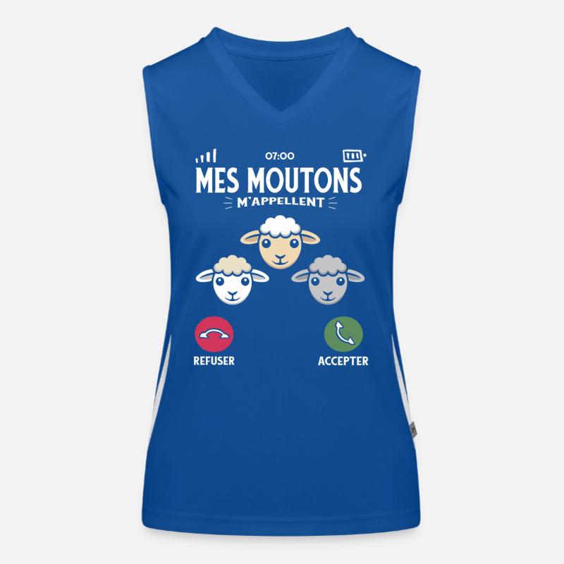 Mes Moutons m’appellent humour fermier et élevage Débardeur respirant contrasté Femme
