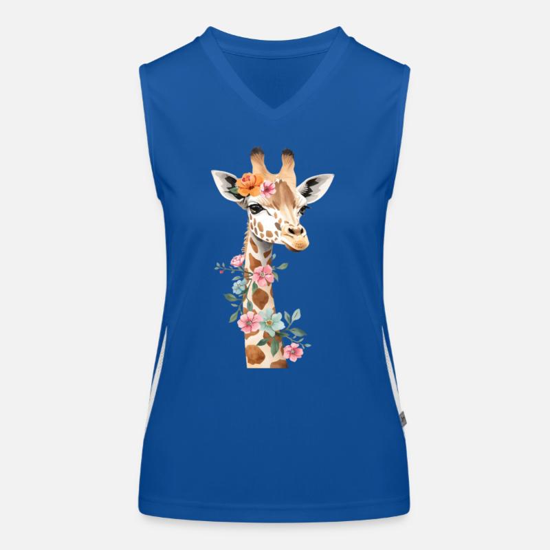 Girafe avec couronne de fleurs Débardeur respirant contrasté Femme