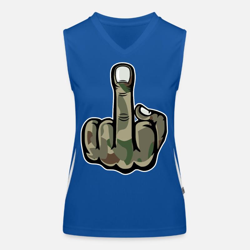 Mittelfinger Stinkefinger Design Armee Funktionelles Kontrast-Tank Top für Frauen