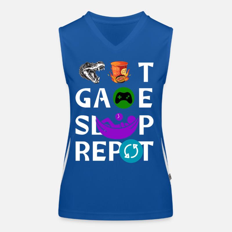 Eat Sleep Game Repeat Icon Collage Women's Functional Contrast Tank Top