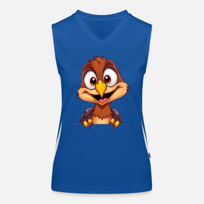 Cheerful Bird Mascot Cartoon Women's Functional Contrast Tank Top