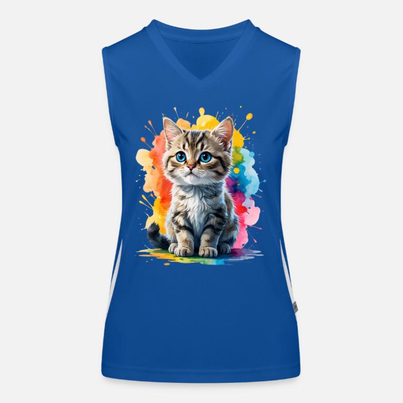 Katzenportrait Farbexplosion Funktionelles Kontrast-Tank Top für Frauen
