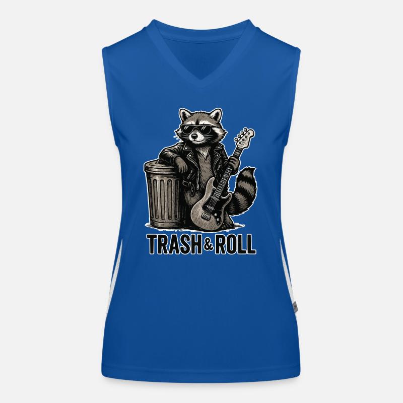 Trash & Roll Waschbär mit Gitarre Funktionelles Kontrast-Tank Top für Frauen