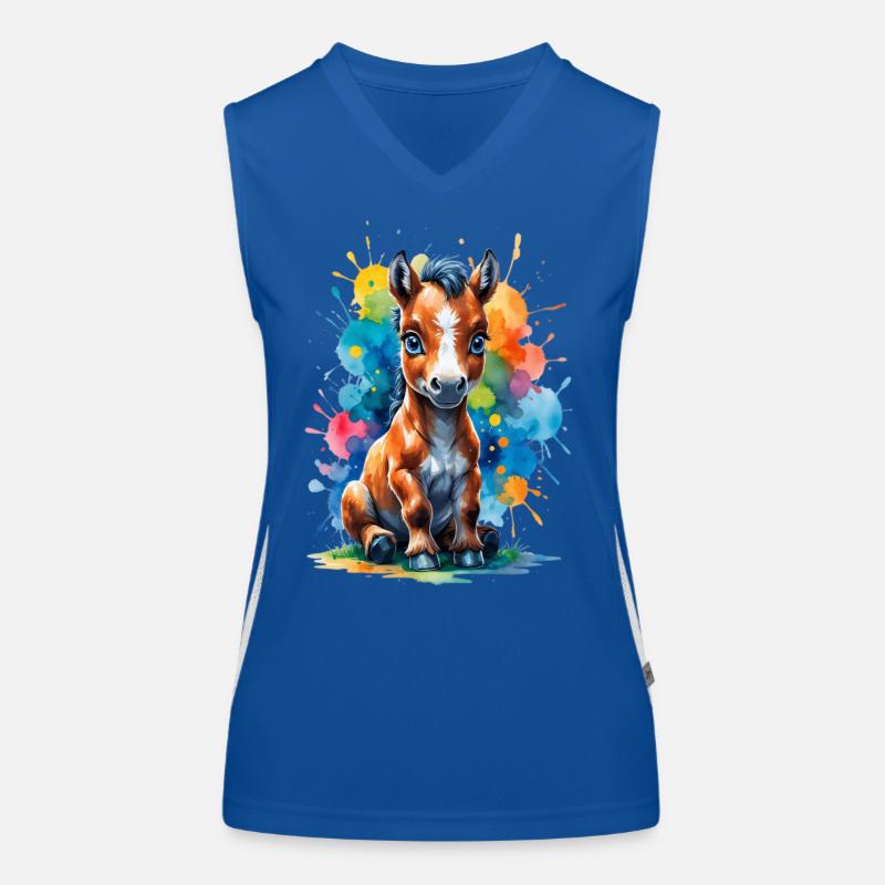 Rainbow pony in a splash of color Women's Functional Contrast Tank Top