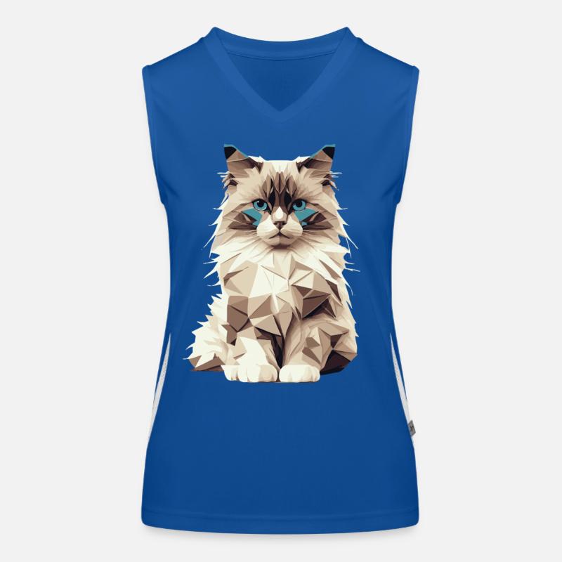 Chat géométrique – Motif de chat élégant en polygone Débardeur respirant contrasté Femme