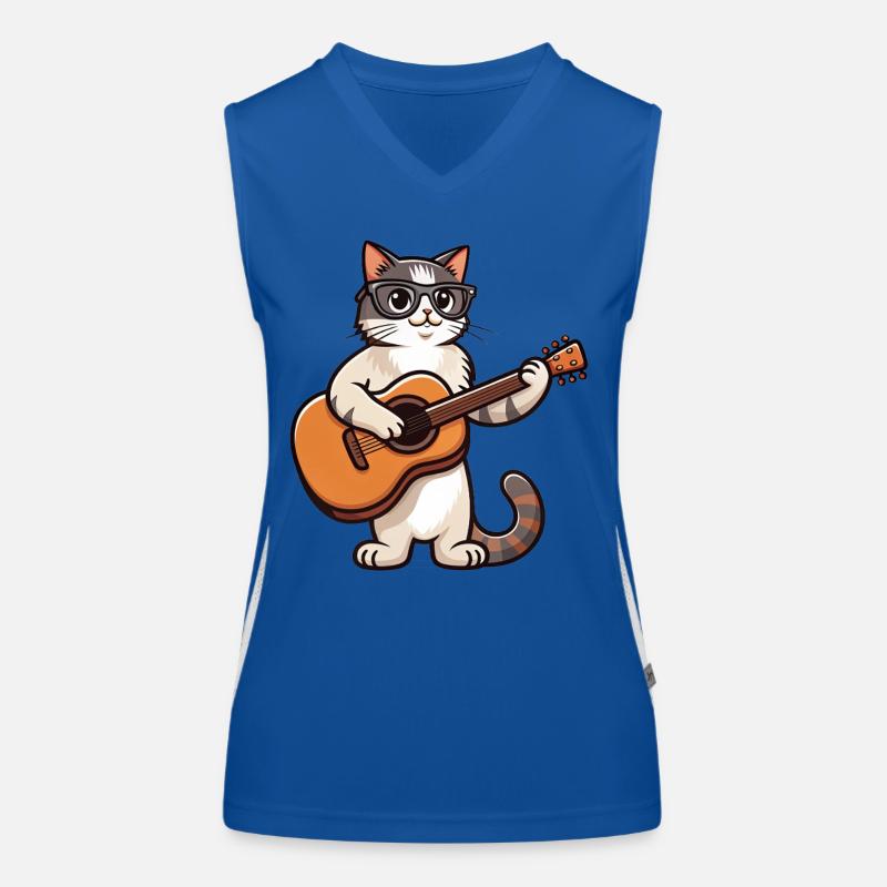 Ein Katzengitarrist lustige Katze mit Gitarre Funktionelles Kontrast-Tank Top für Frauen
