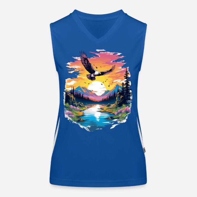 Sunset hawk over wilderness Women's Functional Contrast Tank Top