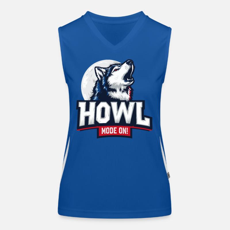 Howl Mode On – Husky Design mit Mond Funktionelles Kontrast-Tank Top für Frauen