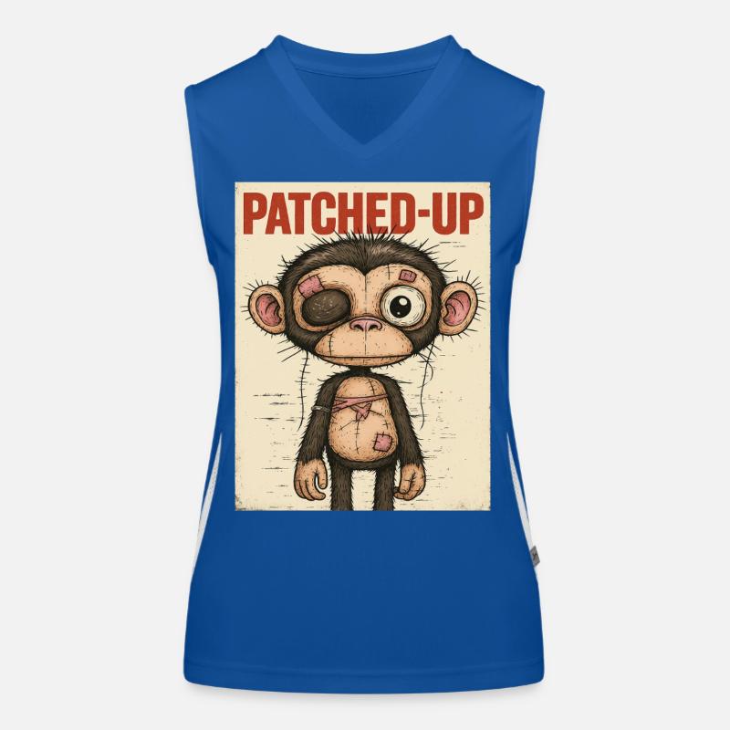 Patchwork Affe: Gepatcht und Tapfer Funktionelles Kontrast-Tank Top für Frauen