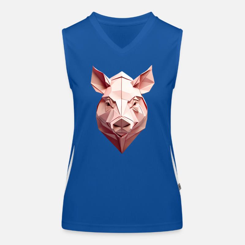 Low Poly Tête de Cochon Rose Débardeur respirant contrasté Femme