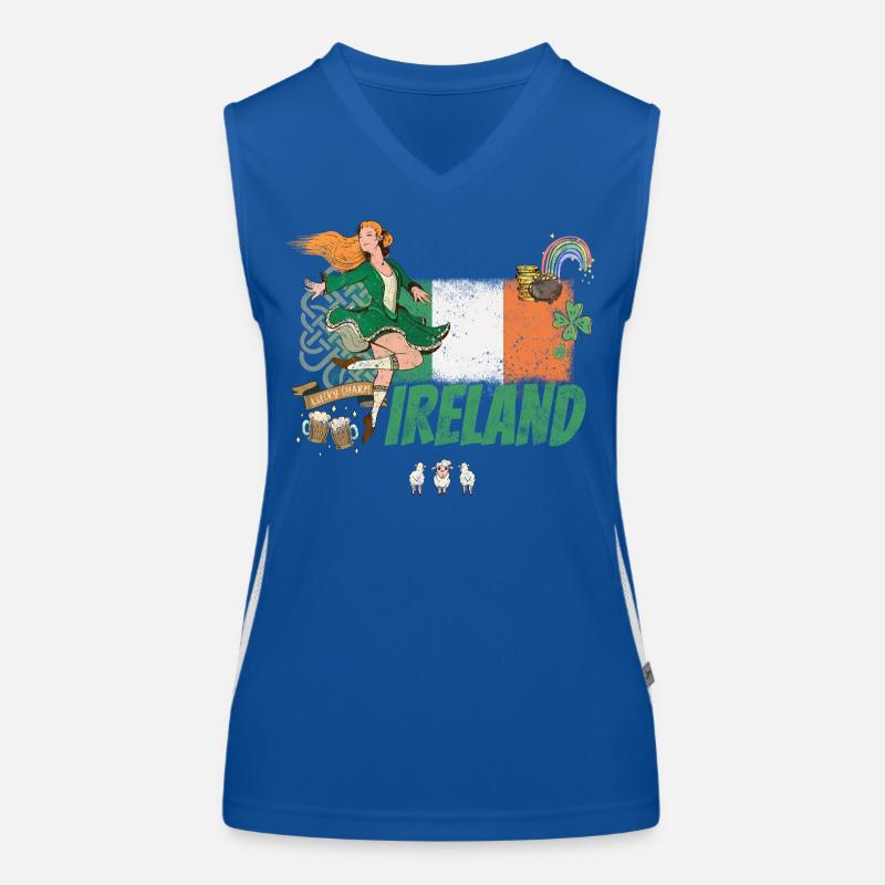 Un design irlandais avec drapeau souvenir de la Saint-Patrick Débardeur respirant contrasté Femme