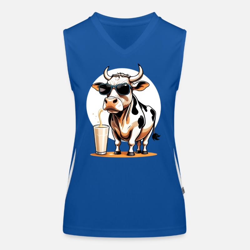 Kuh mit Sonnenbrille Milchshake Funktionelles Kontrast-Tank Top für Frauen