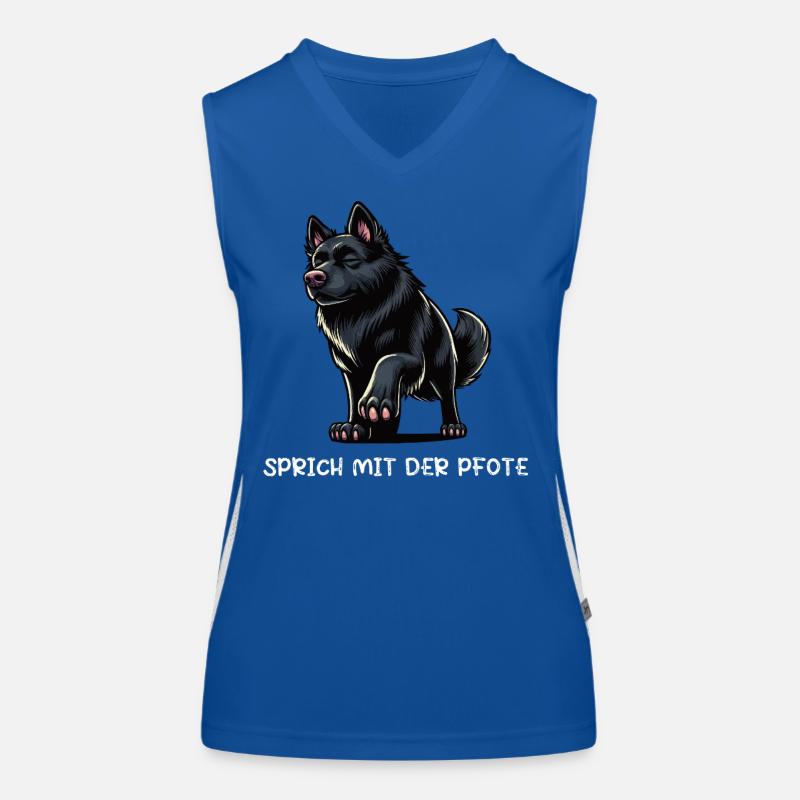 Sprich mit der Pfote Schwarzer Schäferhund  Funktionelles Kontrast-Tank Top für Frauen