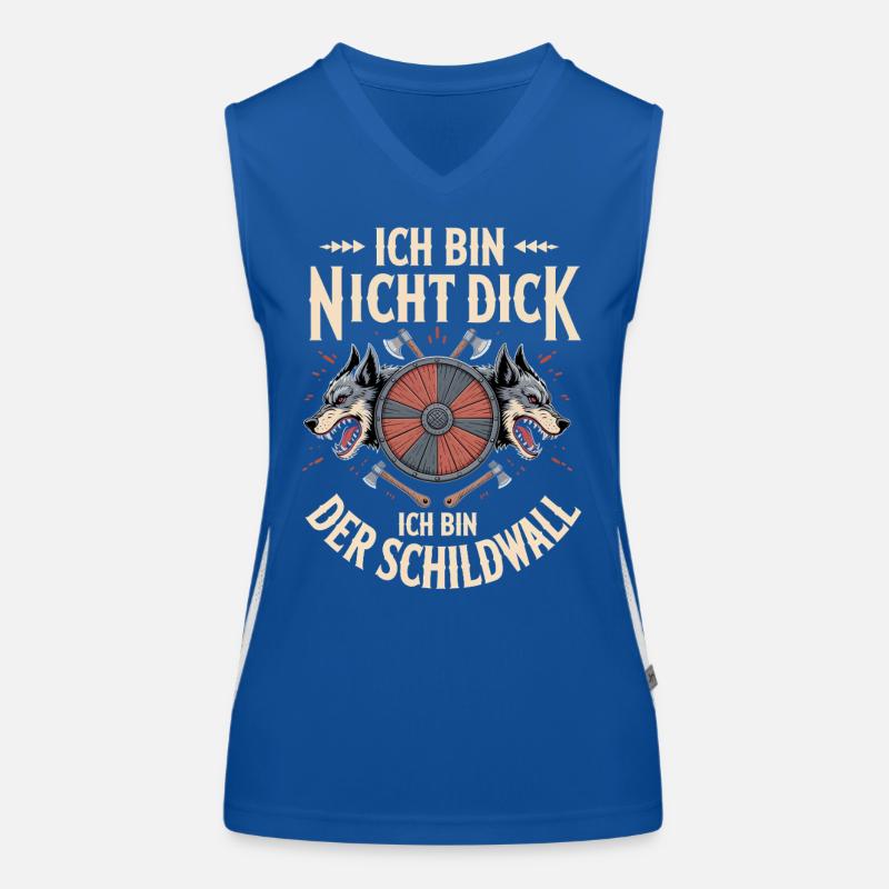 Nicht dick Schildwall, Lustiger Wikinger Spruch Funktionelles Kontrast-Tank Top für Frauen