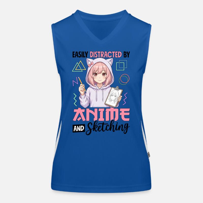 Easily Distracted By Anime And Sketching Women's Functional Contrast Tank Top