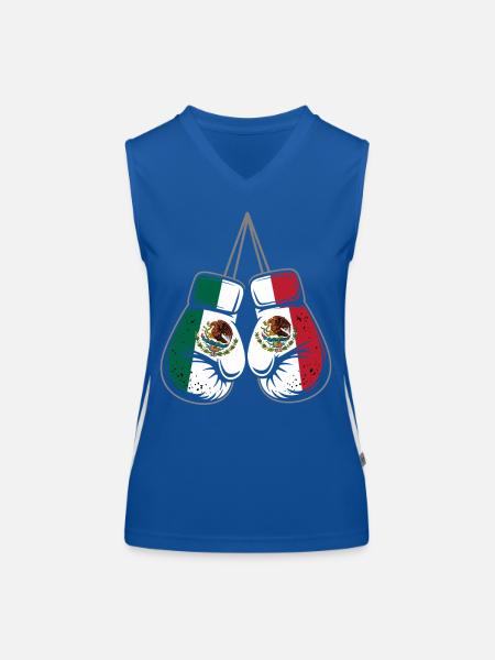 Gants de boxe des drapeaux du Mexique - Débardeur respirant contrasté Femme - bleu/blanc - Devant