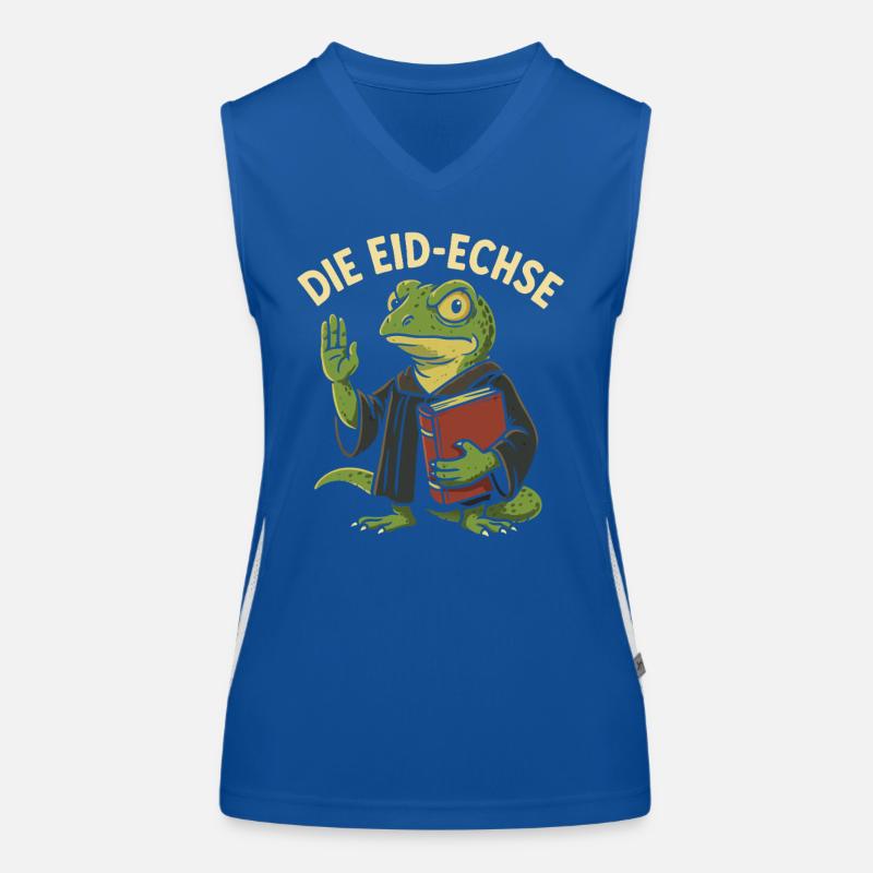 Die Eid-Echse als lustiger Justiz-Gag Funktionelles Kontrast-Tank Top für Frauen