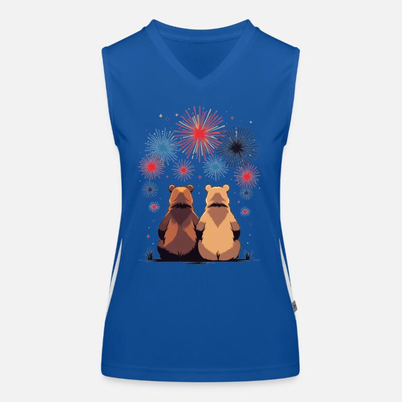 Two bears at the fireworks Women's Functional Contrast Tank Top