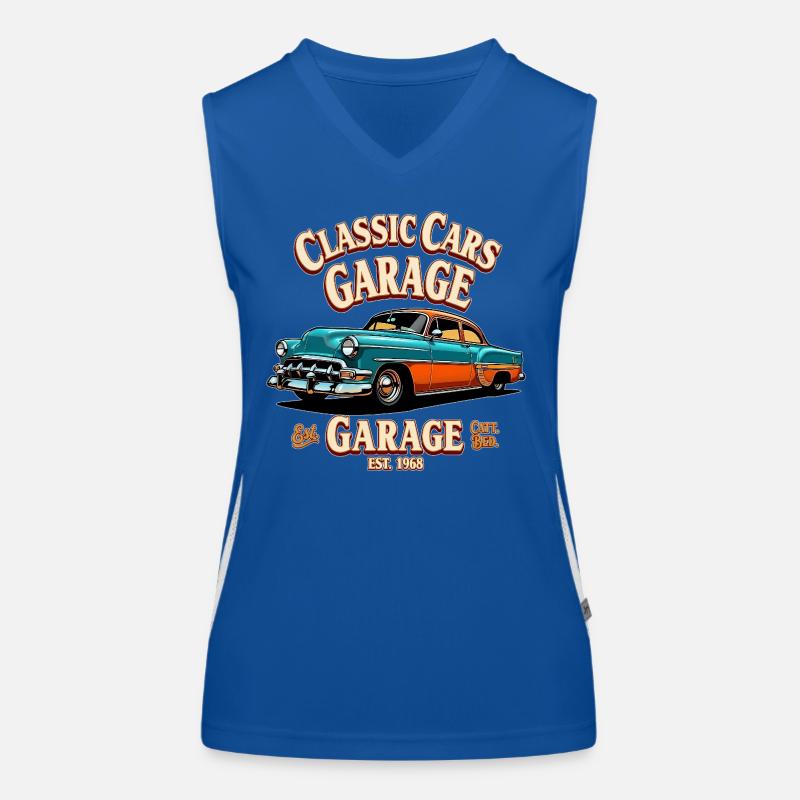 Impression de garage de voitures classiques Débardeur respirant contrasté Femme