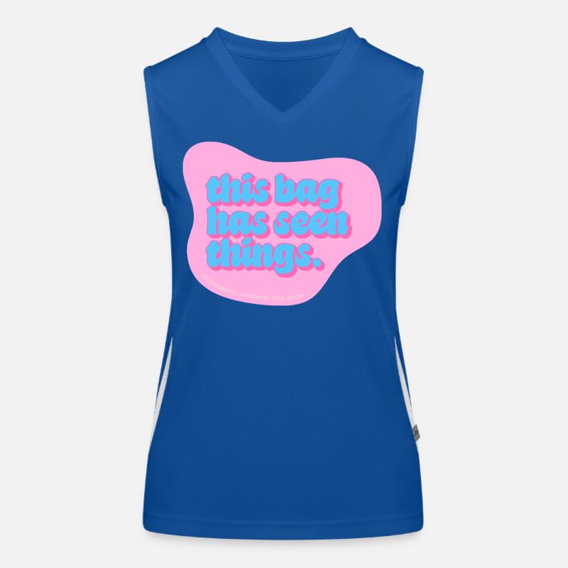 Funny Typography Design – This Bag Has Seen Things Funktionelles Kontrast-Tank Top für Frauen