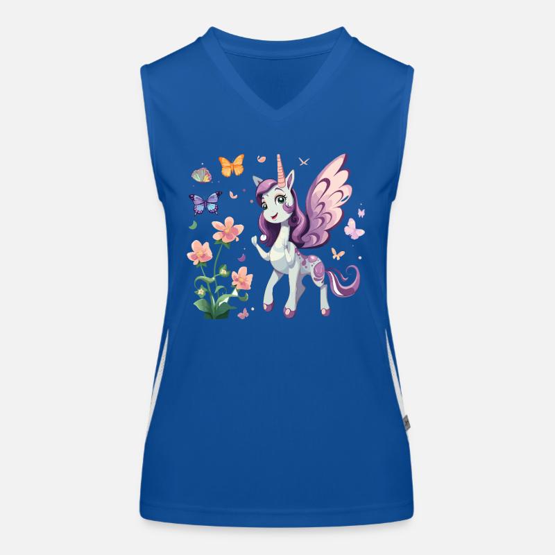 Licorne violette aux papillons Débardeur respirant contrasté Femme