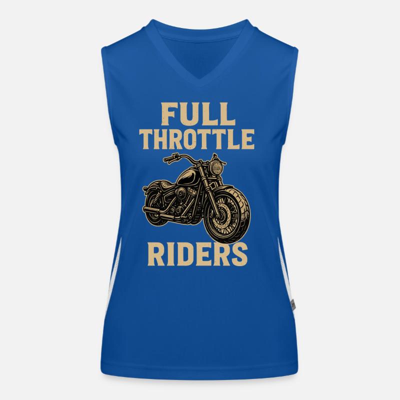 Full Throttle Riders, Biker Motorcycle Motif Women's Functional Contrast Tank Top