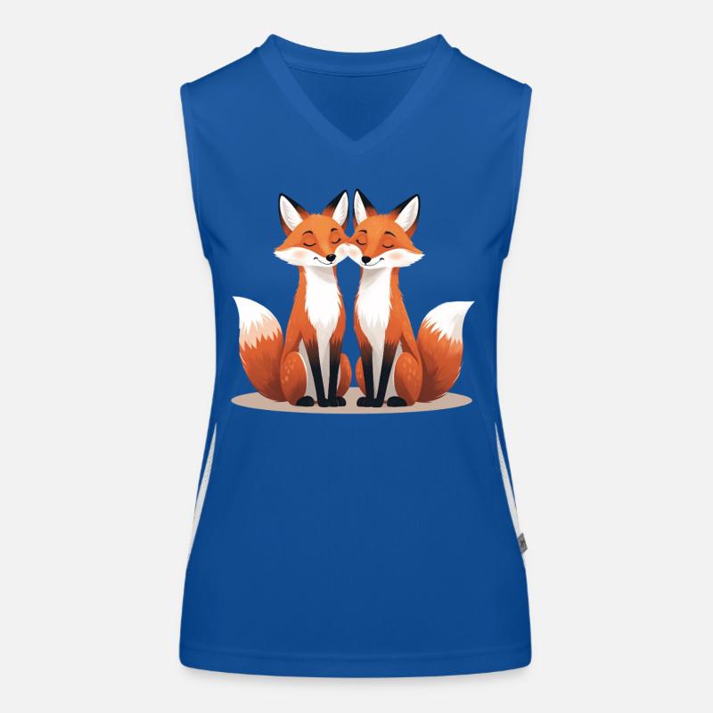 Two cuddling foxes Women's Functional Contrast Tank Top