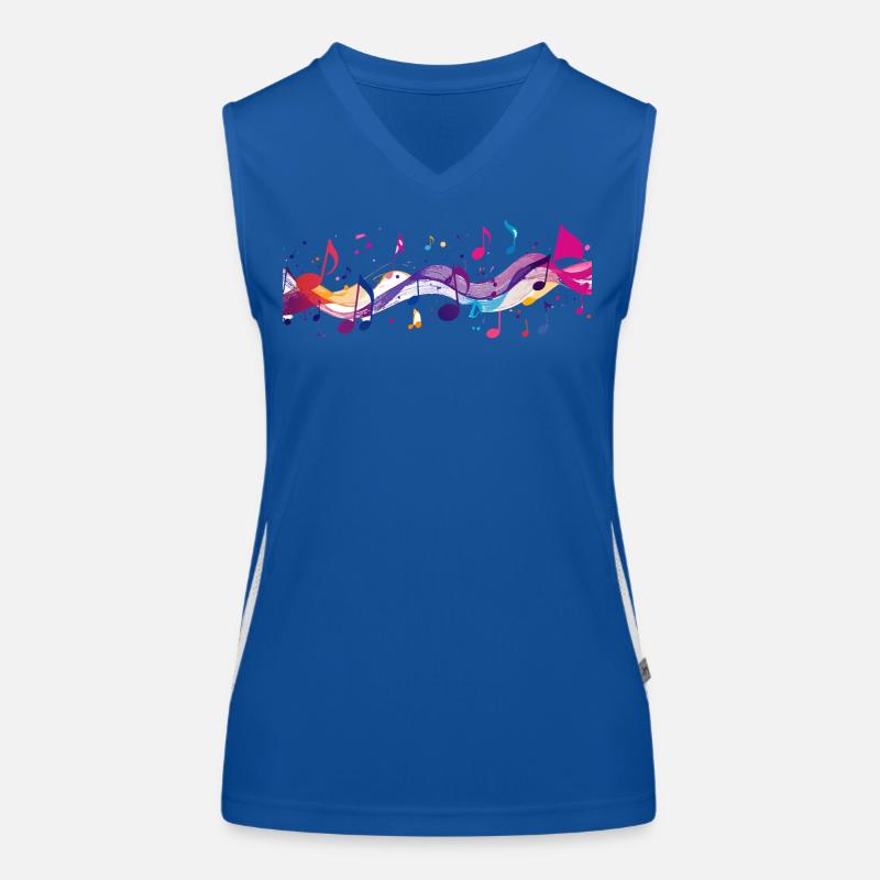 Colorful Streams of Notes Music Instruments Notes Sound Women's Functional Contrast Tank Top