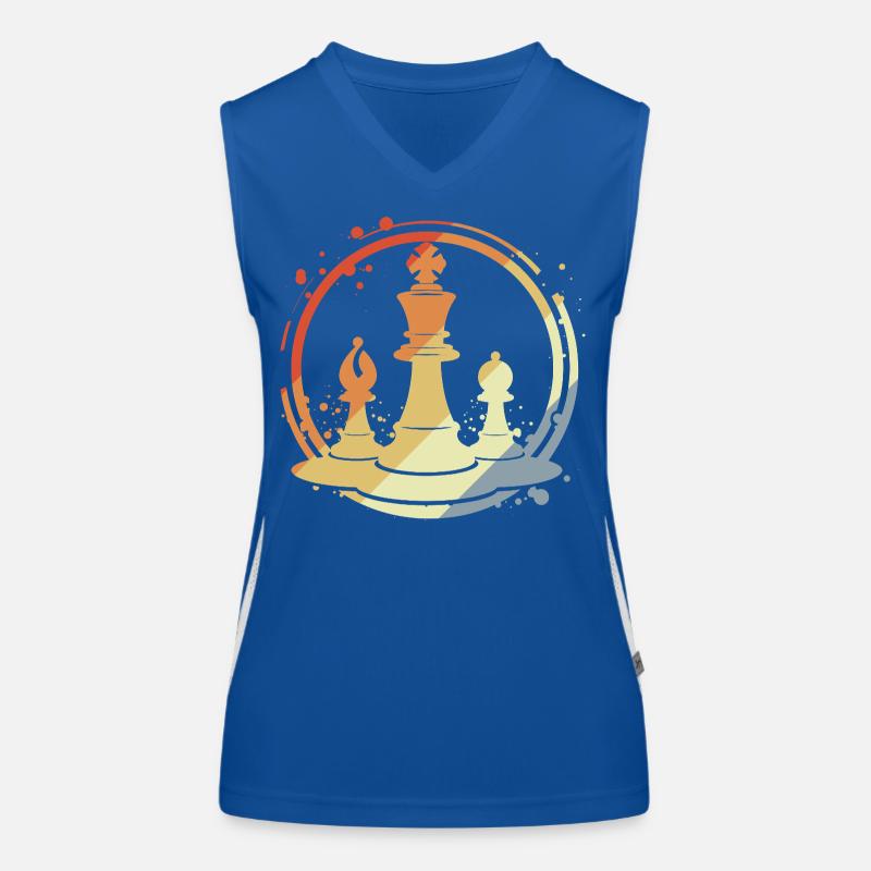 Schachfiguren im Retro Stil Funktionelles Kontrast-Tank Top für Frauen