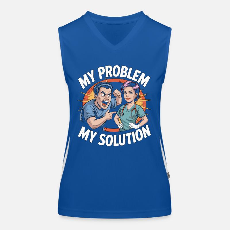 ICU Nurse My Problem My Solution Pictogram Mom Dad Funktionelles Kontrast-Tank Top für Frauen