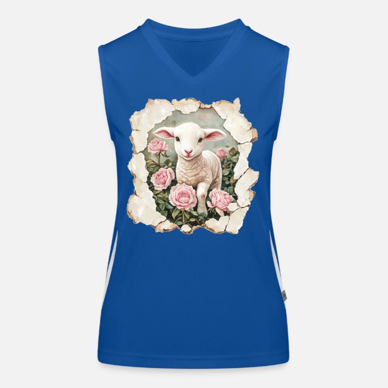 Lamb with butterfly Women's Functional Contrast Tank Top