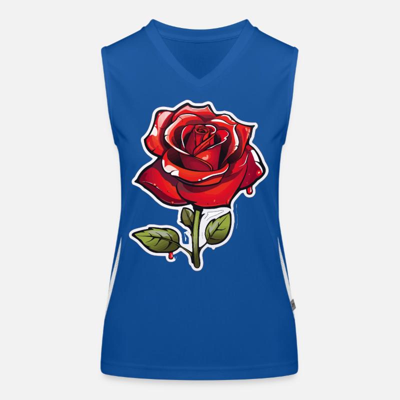 Red Rose in Comics Style Women's Functional Contrast Tank Top