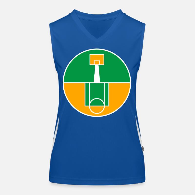 Emblème circulaire du terrain de basket-ball Débardeur respirant contrasté Femme