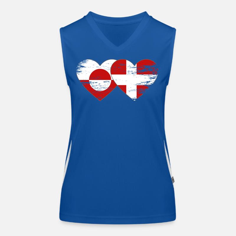 Cœur du drapeau du Groenland-Danemark utilisé Débardeur respirant contrasté Femme