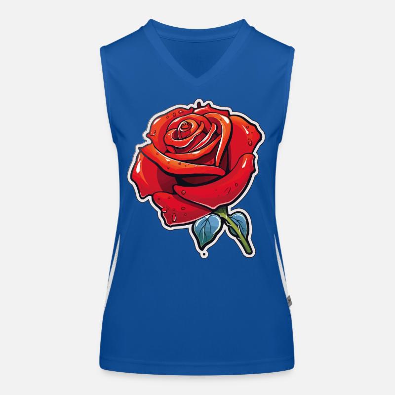 Dessin animé Rose Red Rose Dew Débardeur respirant contrasté Femme