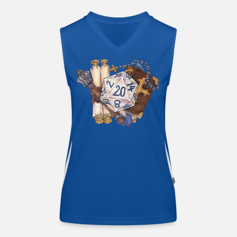 Clerc de dés de table RPG D20 Cadeau Débardeur respirant contrasté Femme