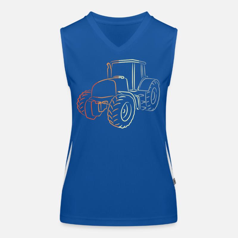 Retro Tractor Sketch Women's Functional Contrast Tank Top