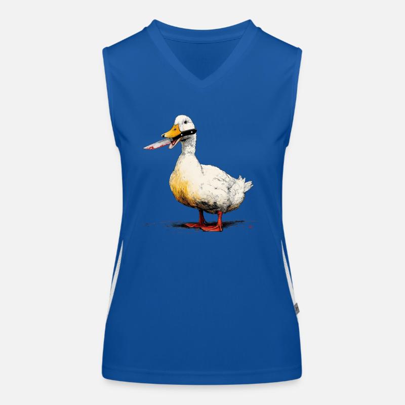 Duck with knife in its beak Women's Functional Contrast Tank Top
