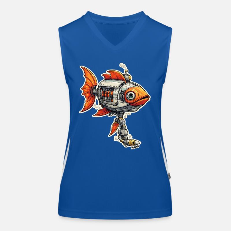 Steampunk Fish Robot Robot Fish Women's Functional Contrast Tank Top
