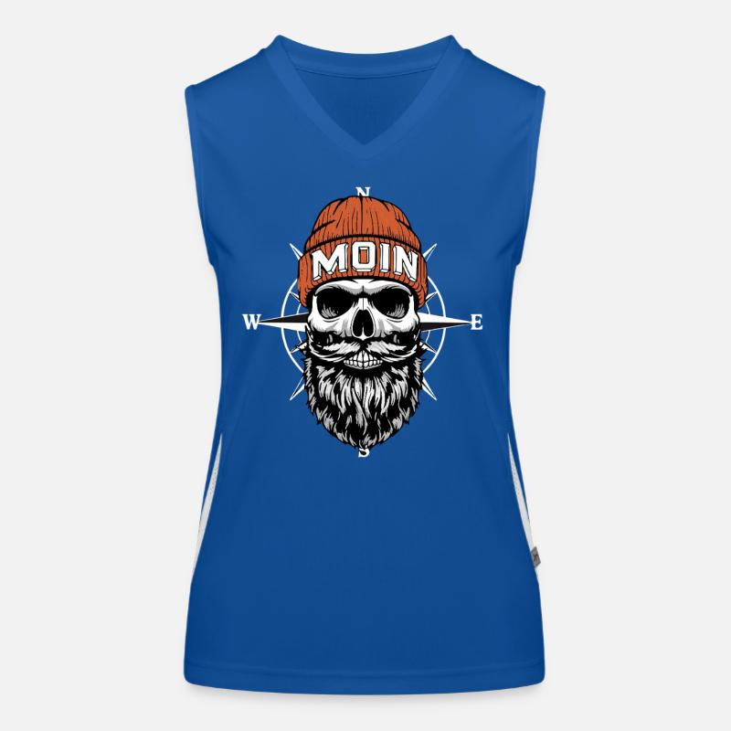 North German Biker Skull with Beard & Wind Rose Moin Women's Functional Contrast Tank Top